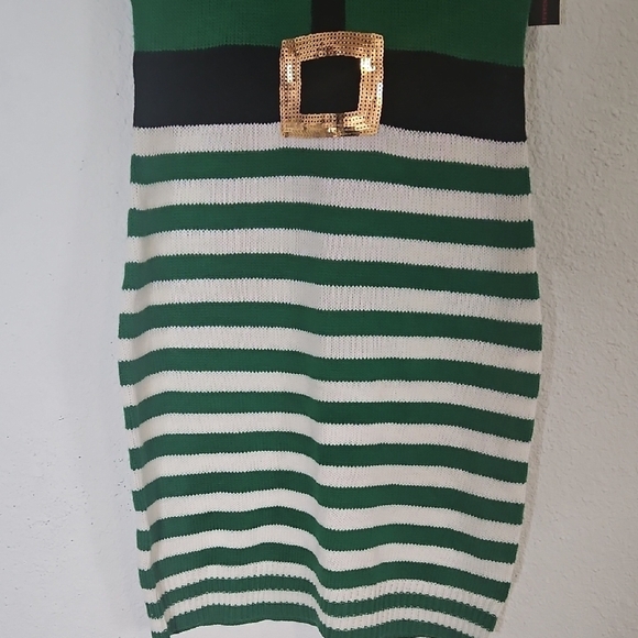 Ugly CHRISTMAS No Boundaries Holiday Green and White Striped Elf Dress Sz XS (1) - Picture 3 of 9